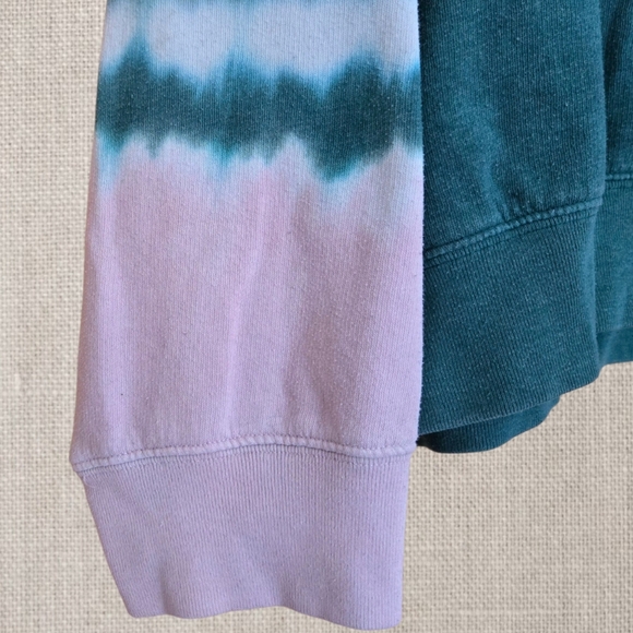 PINK Sweatshirt Green & Pink Tie Dye Relaxed Casual & Soft Athleasure Athletic - Picture 4 of 8